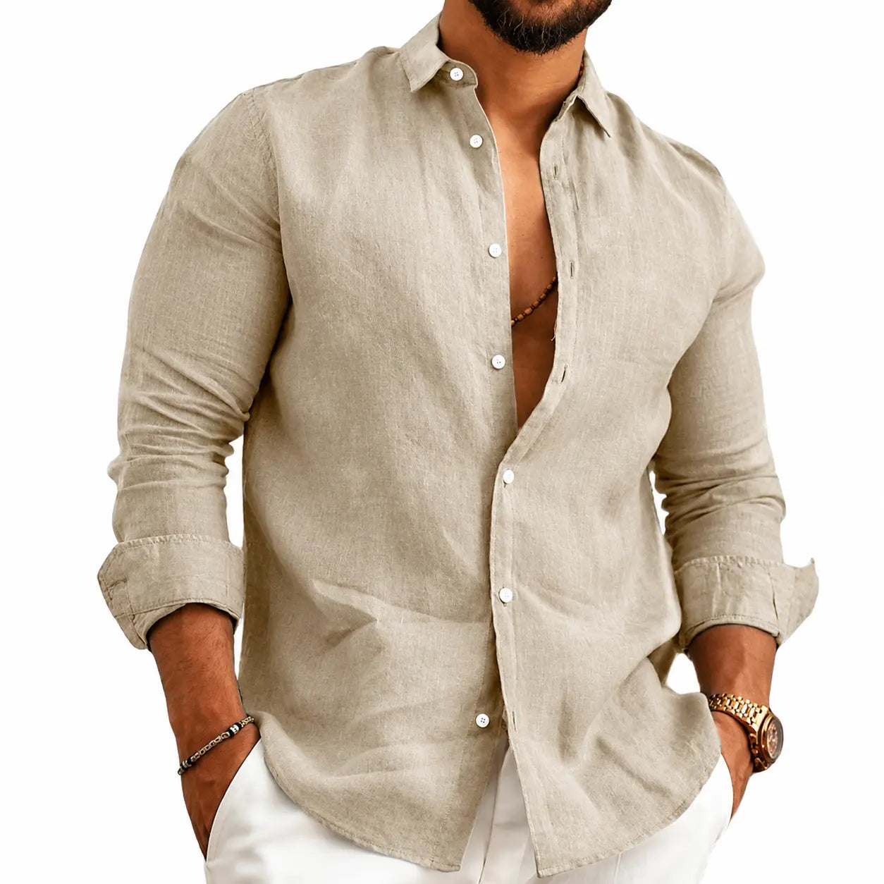 (PAGUE 1 LEVE 2) Camisa de Linho Premium Masculina + BRINDE